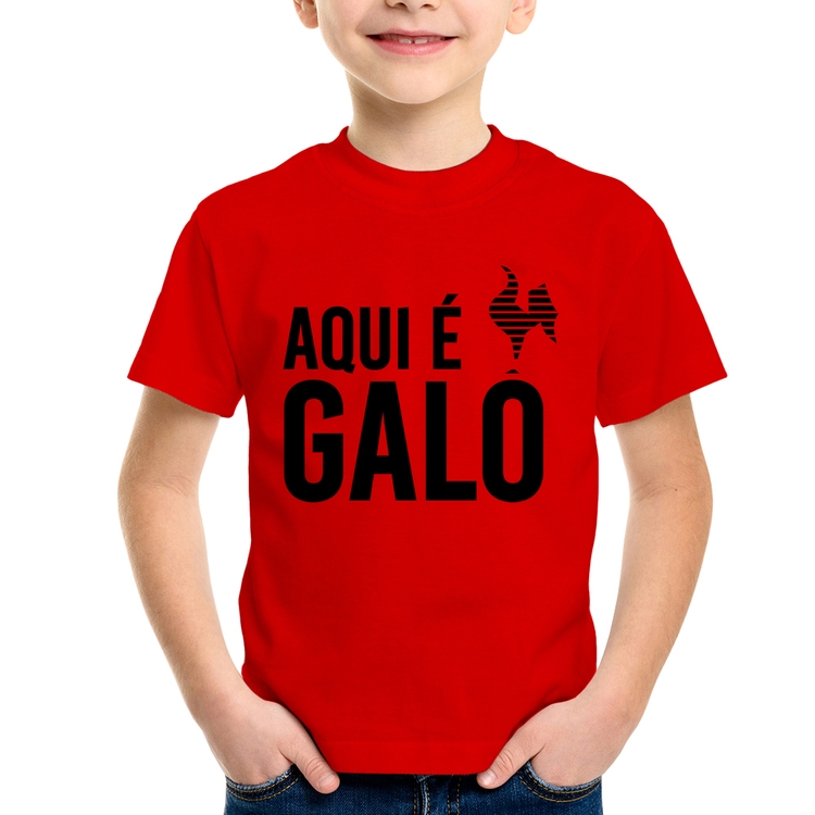 Camiseta Infantil Aqui é galo - Vermelha