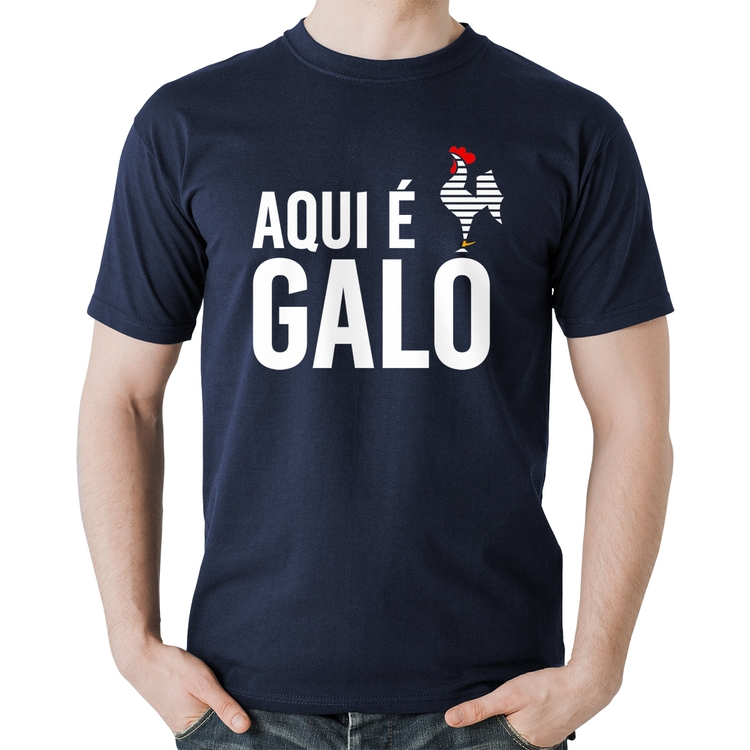 Camiseta Algodão Aqui é galo - Marinho