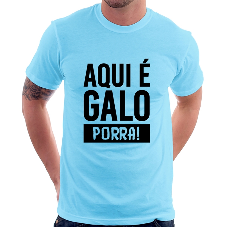 Camiseta Aqui é galo  - Azul Bebê