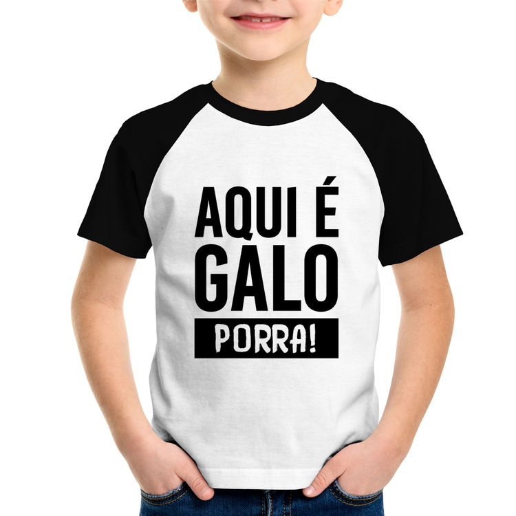 Camiseta Raglan Infantil Aqui é galo 