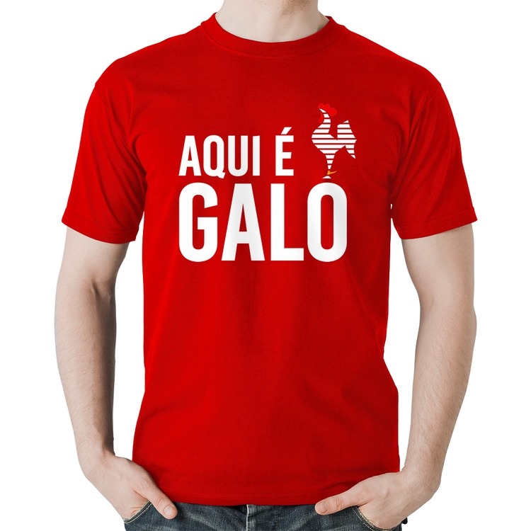 Camiseta Algodão Aqui é galo - Vermelha