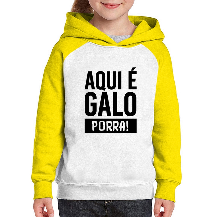 Moletom Infantil Aqui é galo  - Branco/Amarelo