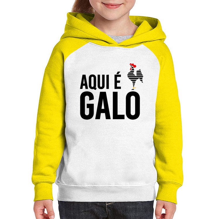 Moletom Infantil Aqui é galo - Branco/Amarelo