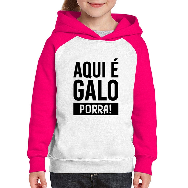 Moletom Infantil Aqui é galo  - Branco/Rosa