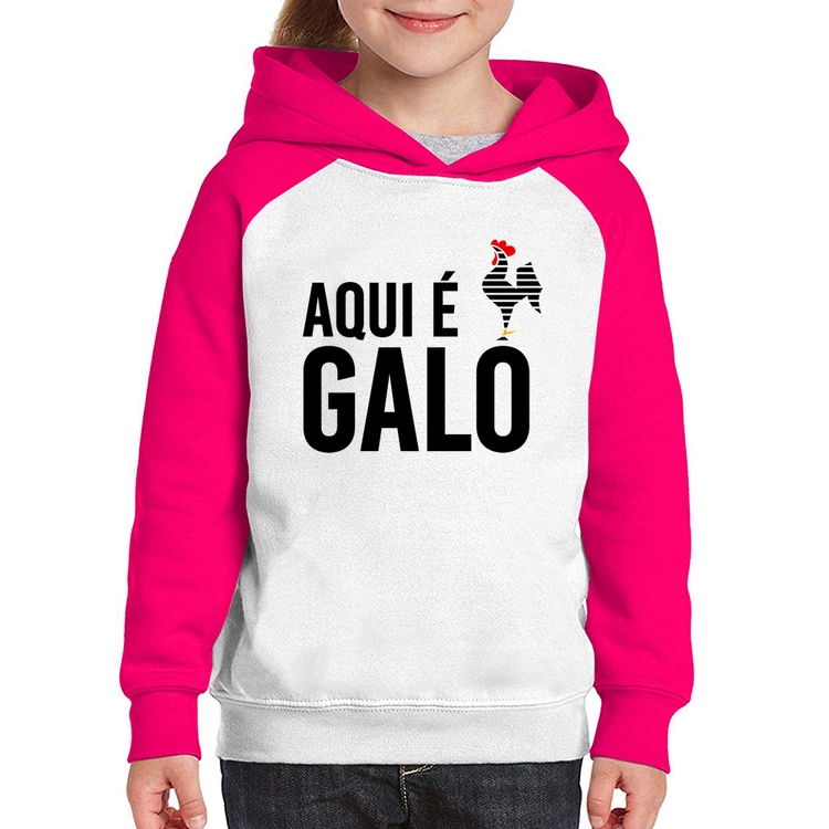 Moletom Infantil Aqui é galo - Branco/Rosa