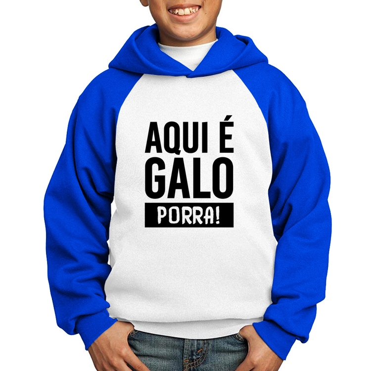 Moletom Infantil Aqui é galo  - Branco/Azul