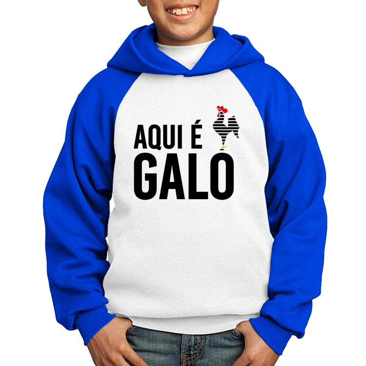 Moletom Infantil Aqui é galo - Branco/Azul