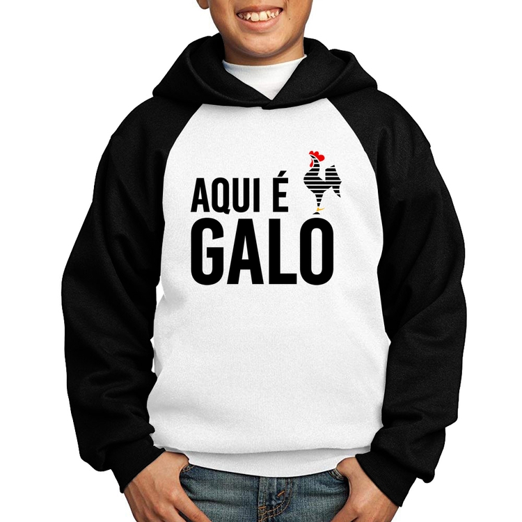 Moletom Infantil Aqui é galo - Branco/Preto