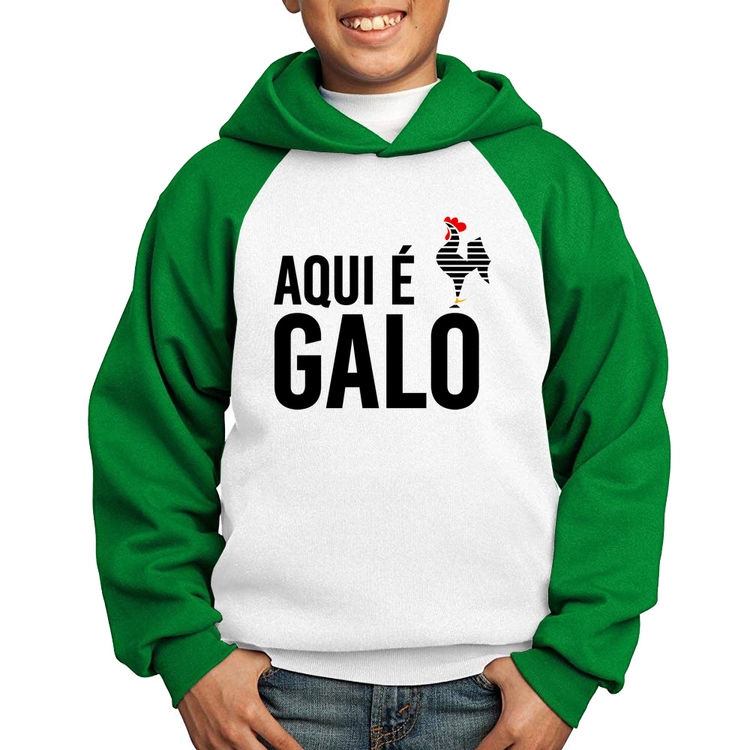 Moletom Infantil Aqui é galo - Branco/Verde
