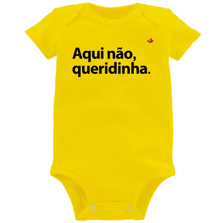 Body Bebê Aqui não queridinha - Amarelo