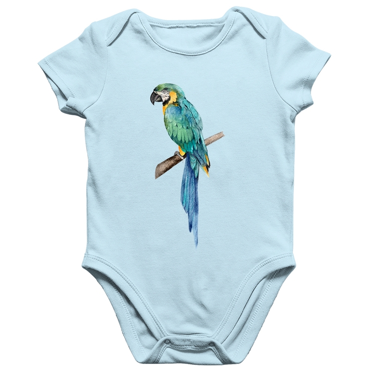 Body Bebê Algodão Arara Azul - Azul Bebê