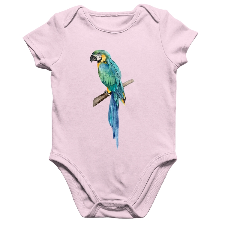 Body Bebê Algodão Arara Azul - Rosa Bebê