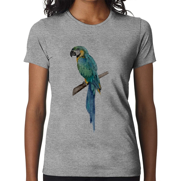 Baby Look Arara Azul - Cinza