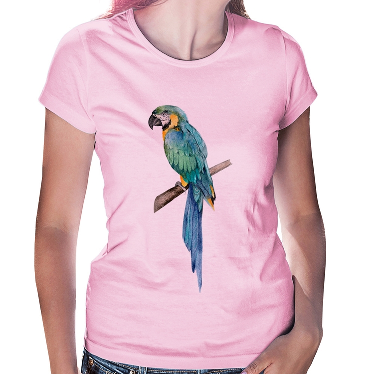 Baby Look Arara Azul - Rosa Bebê