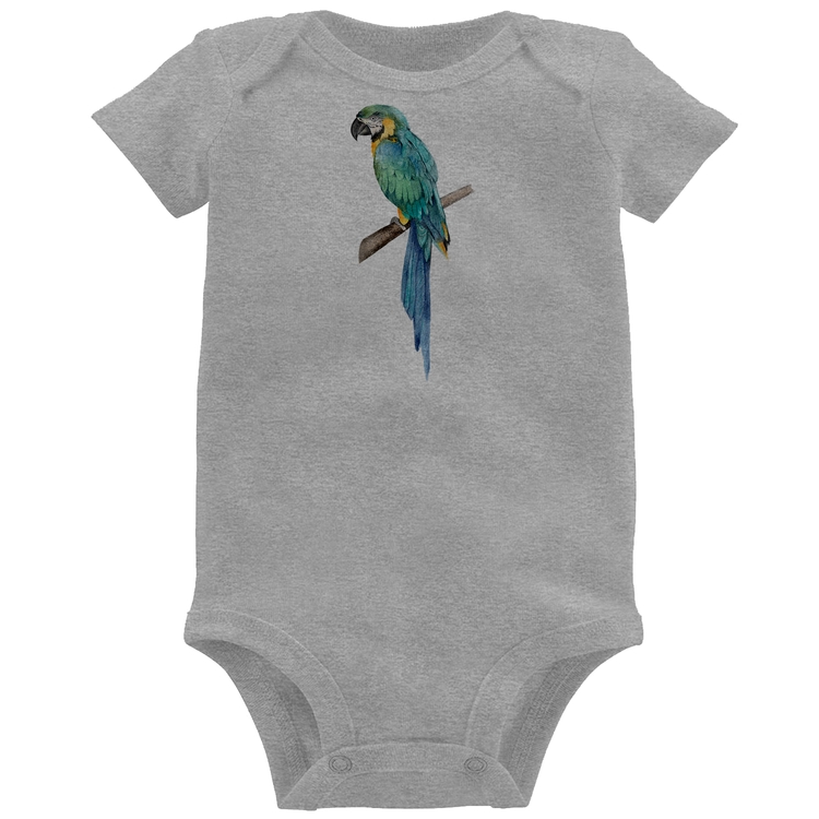 Body Bebê Arara Azul - Cinza