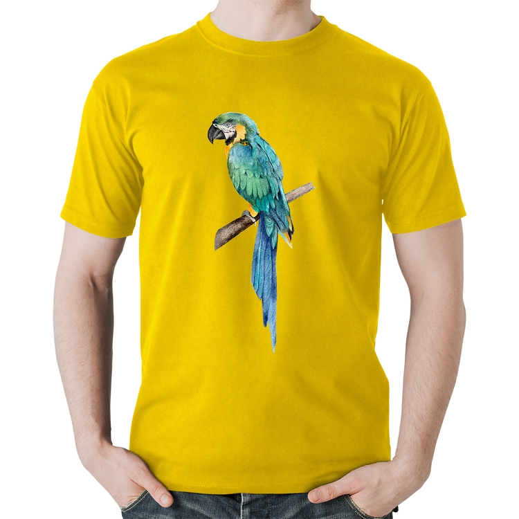 Camiseta Algodão Arara Azul - Amarela