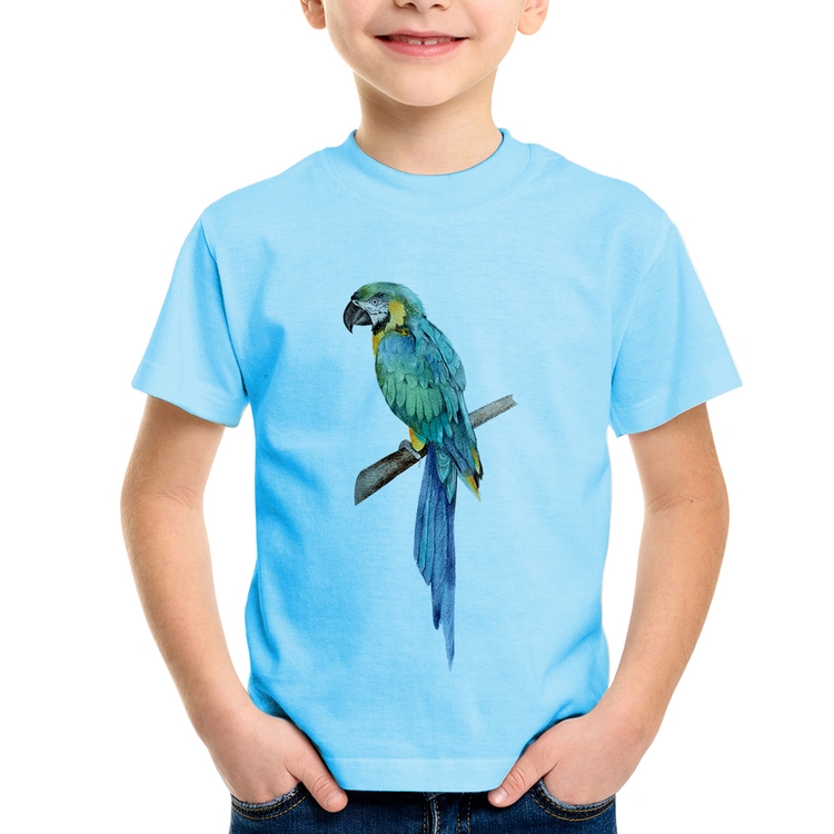 Camiseta Infantil Arara Azul - Azul Bebê
