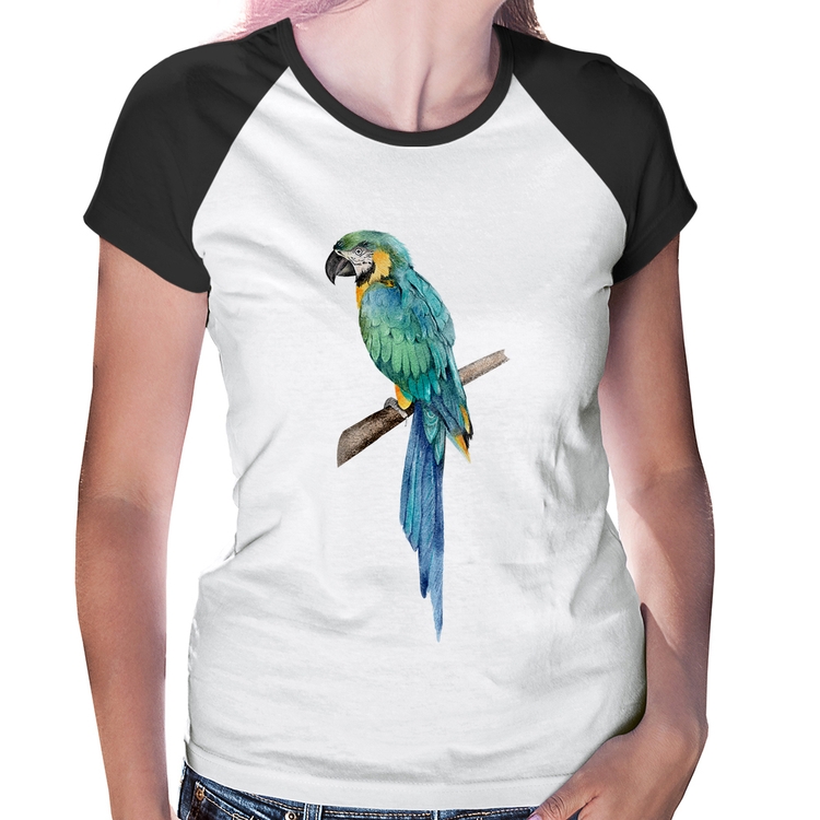 Baby Look Raglan Arara Azul