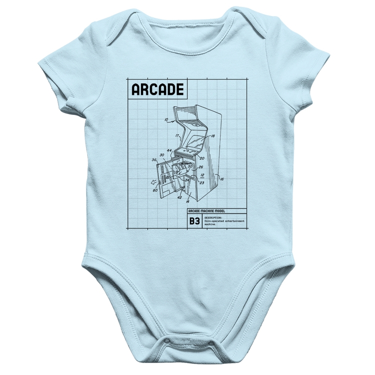 Body Bebê Algodão Arcade Fliperama Projeto - Azul Bebê