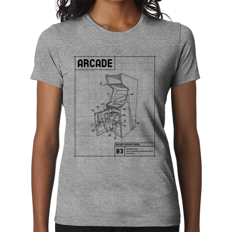 Baby Look Arcade Fliperama Projeto - Cinza