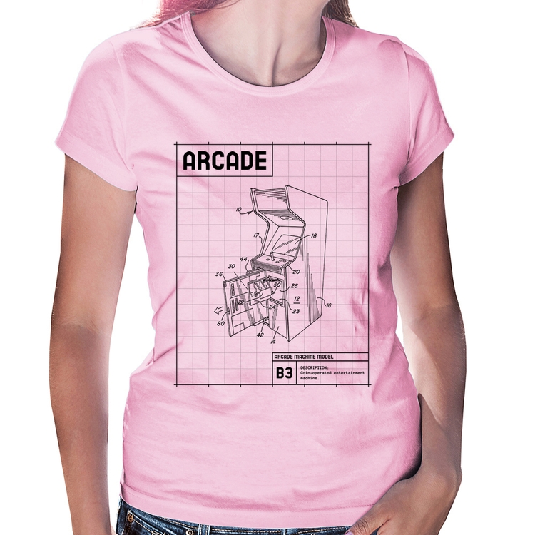 Baby Look Arcade Fliperama Projeto - Rosa Bebê