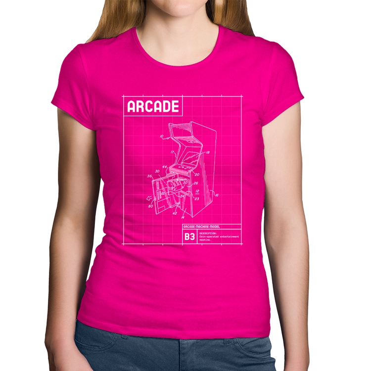 Baby Look Algodão Arcade Fliperama Projeto - Rosa