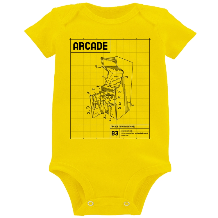 Body Bebê Arcade Fliperama Projeto - Amarelo