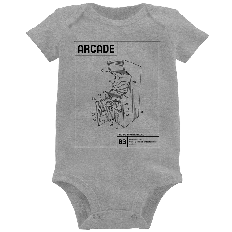 Body Bebê Arcade Fliperama Projeto - Cinza