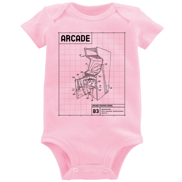 Body Bebê Arcade Fliperama Projeto - Rosa Bebê