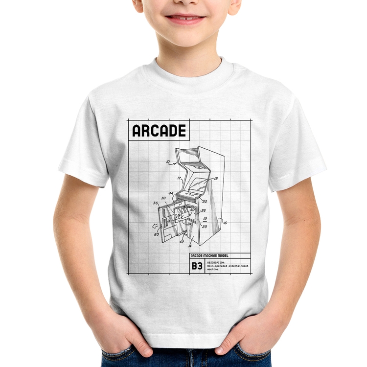Camiseta Infantil Arcade Fliperama Projeto