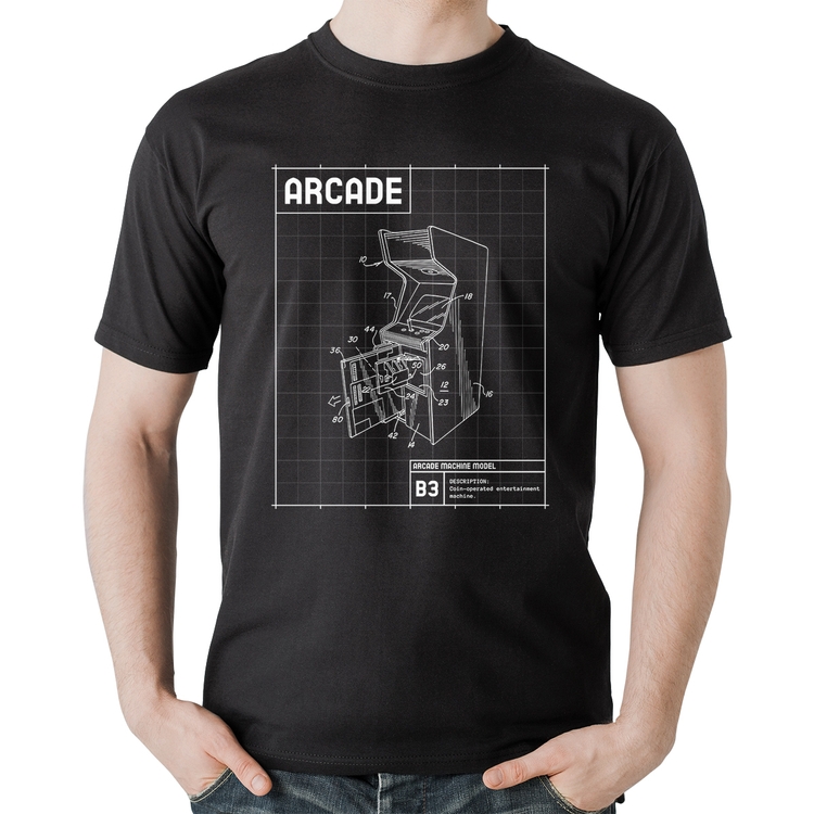 Camiseta Algodão Arcade Fliperama Projeto