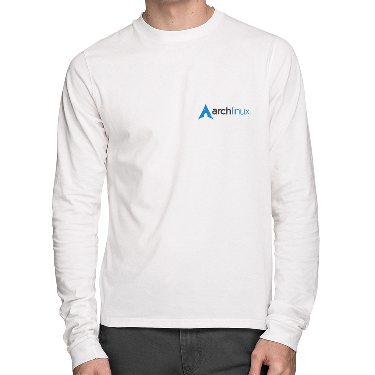 Camiseta Algodão Arch Linux Manga Longa - Branca