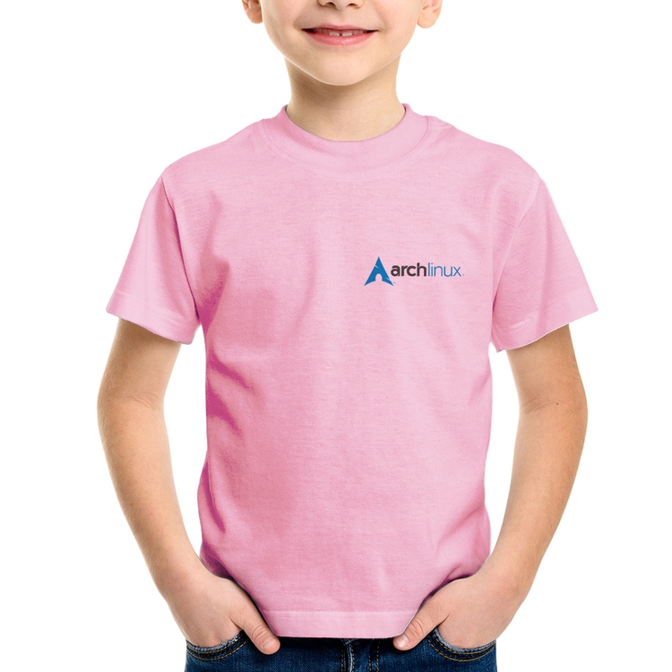 Camiseta Infantil Arch Linux - Rosa Bebê