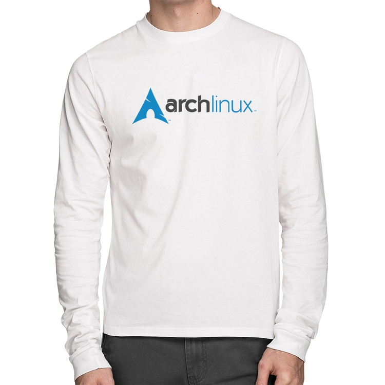 Camiseta Algodão Arch Linux Logo Manga Longa - Branca