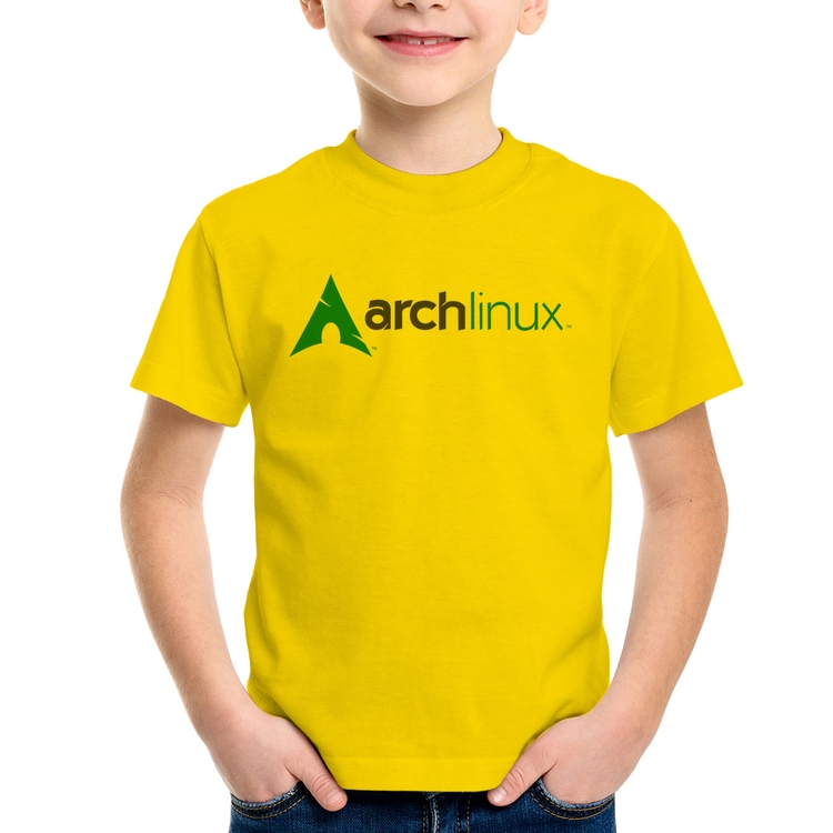 Camiseta Infantil Arch Linux Logo - Amarela