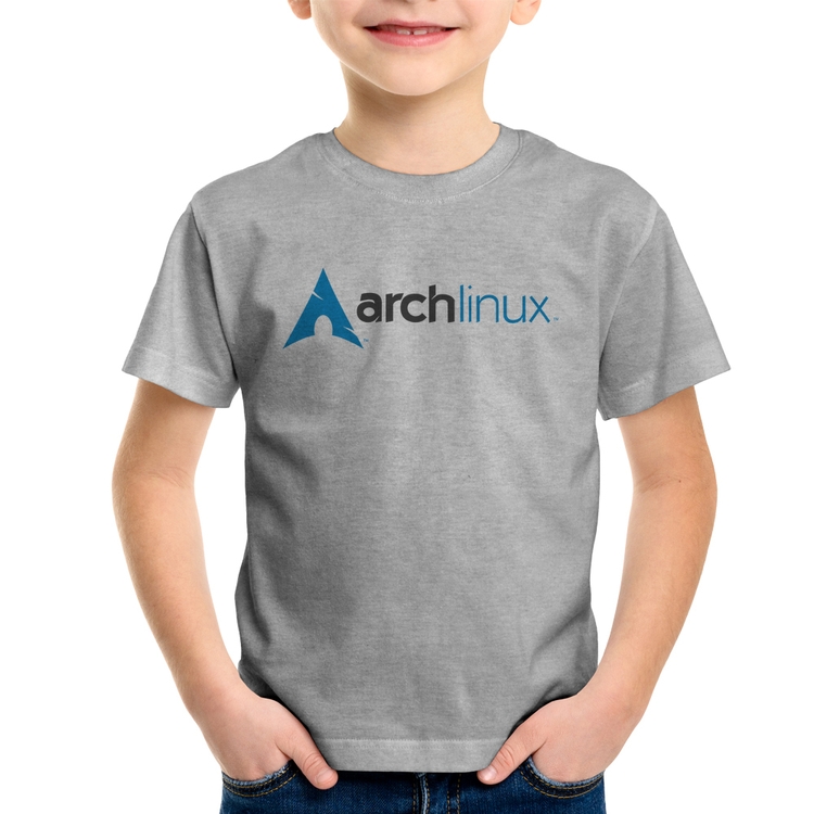 Camiseta Infantil Arch Linux Logo - Cinza