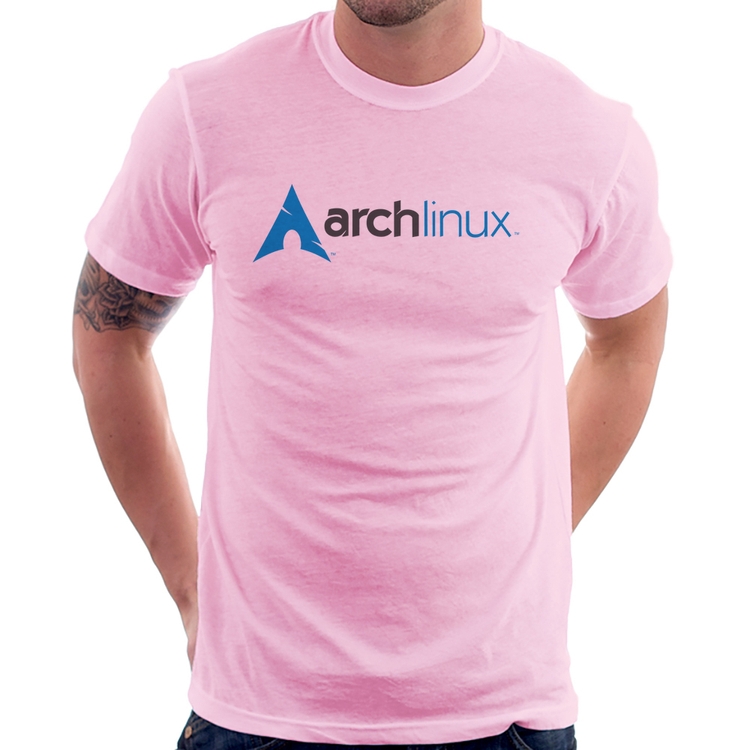Camiseta Arch Linux Logo - Rosa Bebê