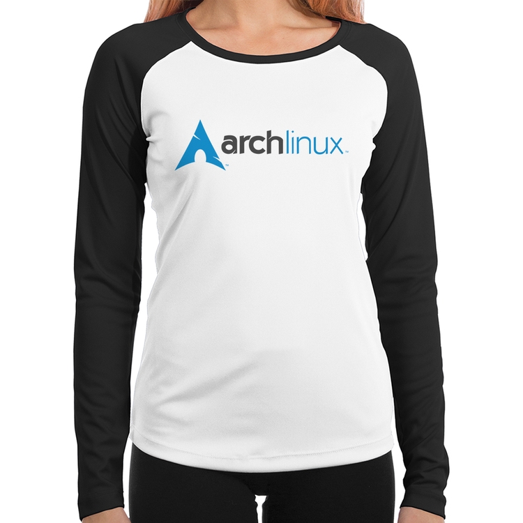 Baby Look Raglan Arch Linux Logo Manga Longa