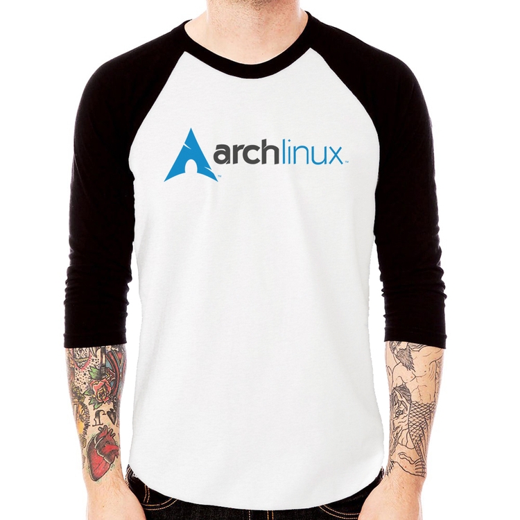 Camiseta Raglan Arch Linux Logo Manga 3/4