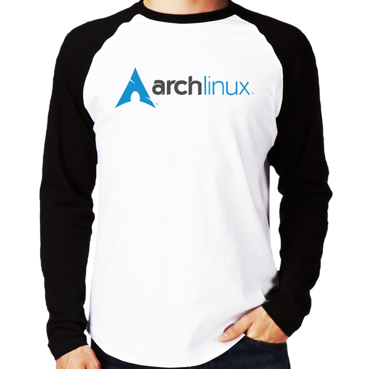 Camiseta Raglan Arch Linux Logo Manga Longa