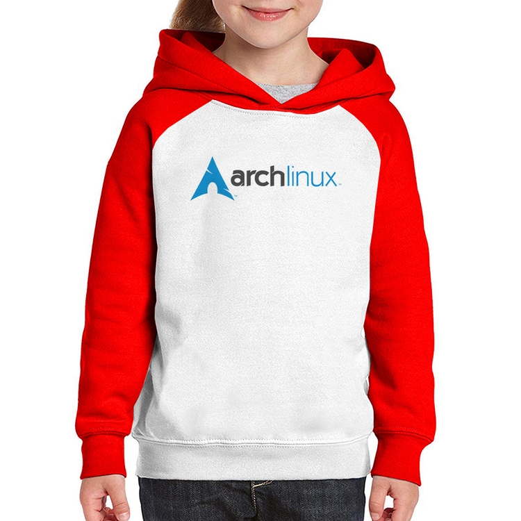 Moletom Infantil Arch Linux Logo - Branco/Vermelho