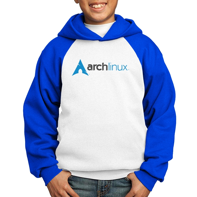 Moletom Infantil Arch Linux Logo - Branco/Azul