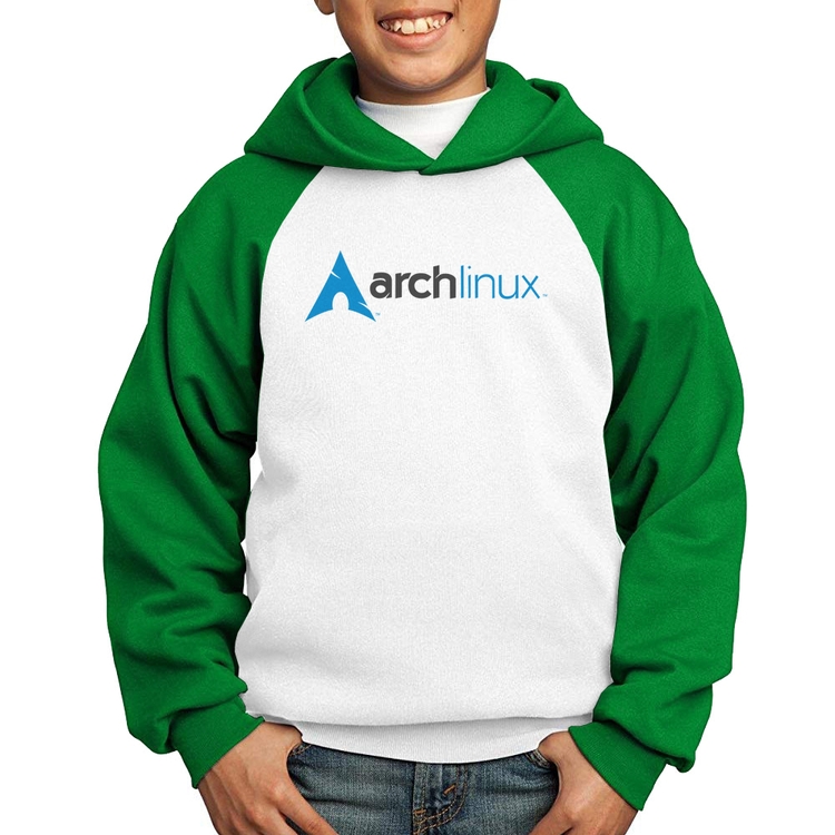 Moletom Infantil Arch Linux Logo - Branco/Verde