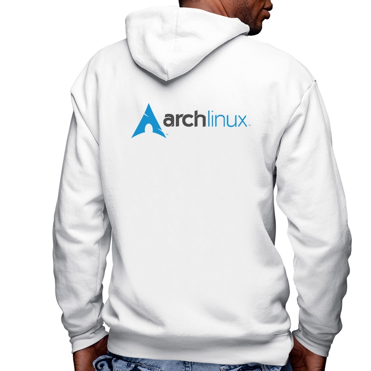 Blusa Moletom Arch Linux Logo Masculina com Capuz e Zíper - Branca