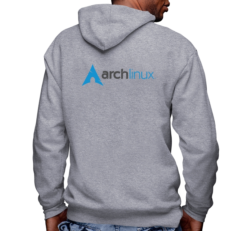Blusa Moletom Arch Linux Logo Masculina com Capuz e Zíper - Mescla