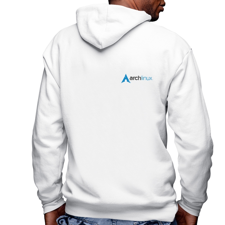 Blusa Moletom Arch Linux Masculina com Capuz e Zíper - Branca