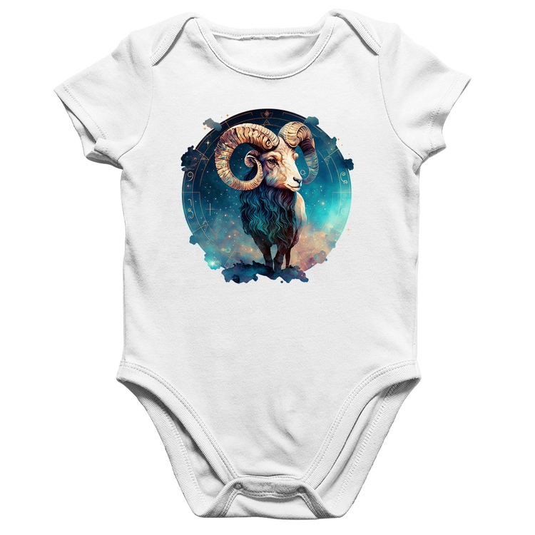 Body Bebê Algodão Áries Sígno - Branco