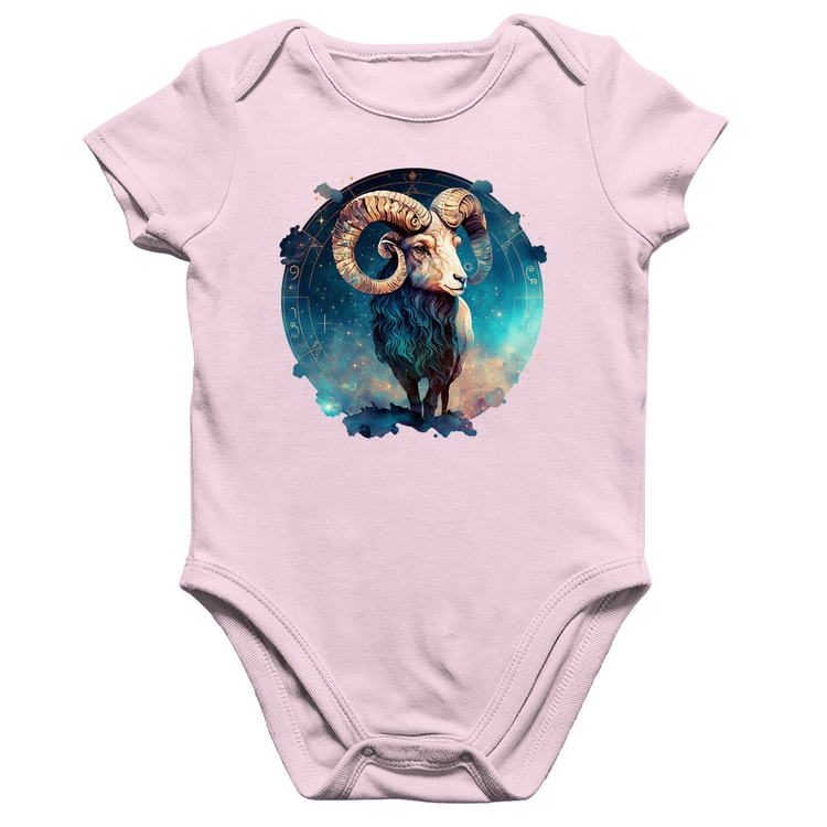 Body Bebê Algodão Áries Sígno - Rosa Bebê