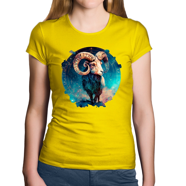 Baby Look Algodão Áries Sígno - Amarela