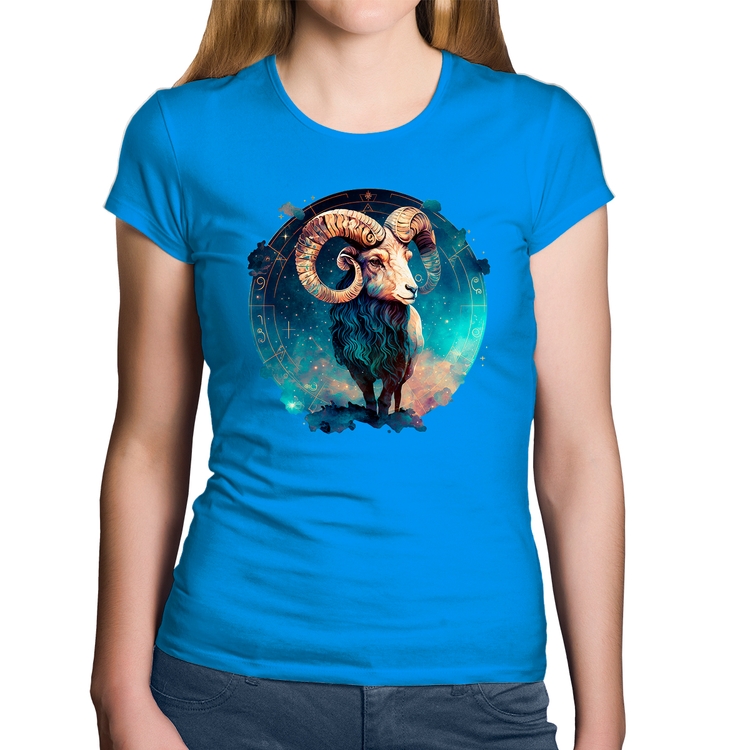 Baby Look Algodão Áries Sígno - Azul